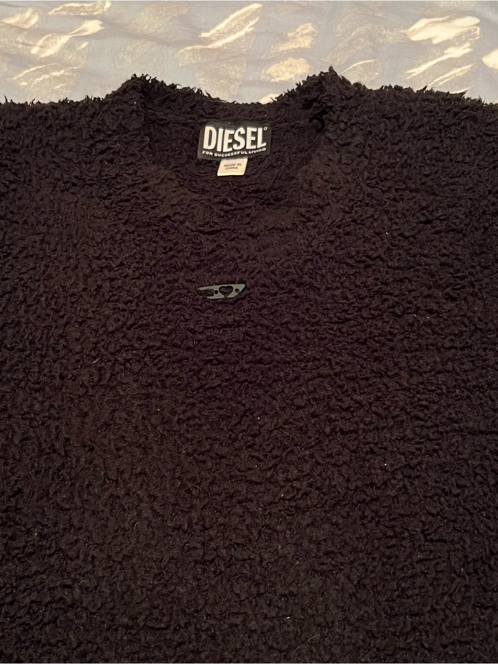 Diesel Women's COZY Black Sherpa Crewneck Pullover